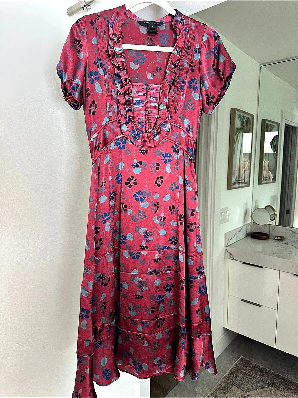 Vintage Marc Jacobs Silk Midi Dress in Size 4 Like New